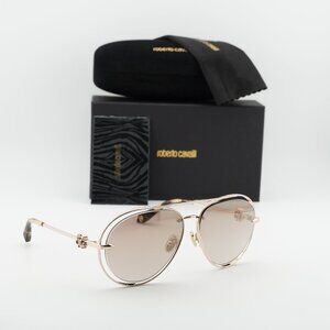 Roberto Cavalli SRC032M 300G Aviator Sunglasses - Gold/Brown